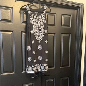 INC International Concepts Black Dress with White Embroidery